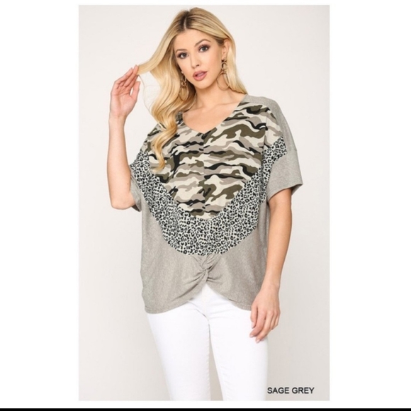 **SOLD**🔷CAMOUFLAGE PRINT CENTER KNIT TOP - Picture 4 of 6